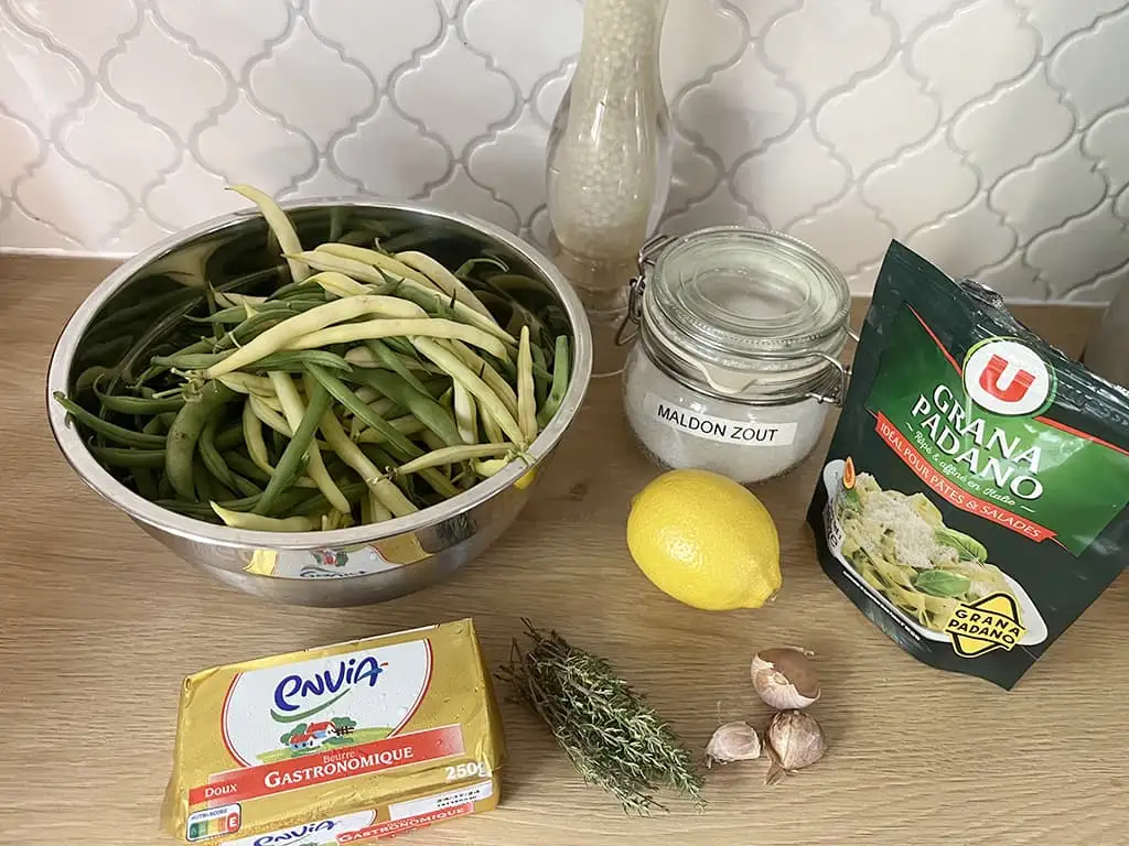 Haricots verts à l'ail et au parmesan ingrédients