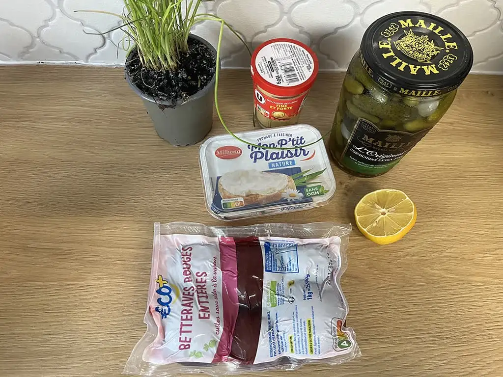 Tartinade de betterave  au fromage frais ingrédients