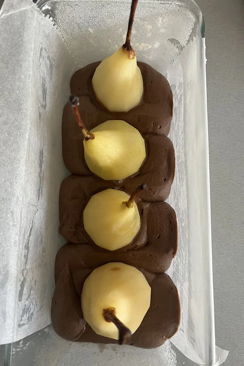 Gâteau chocolat poires entières préparation - étape 1