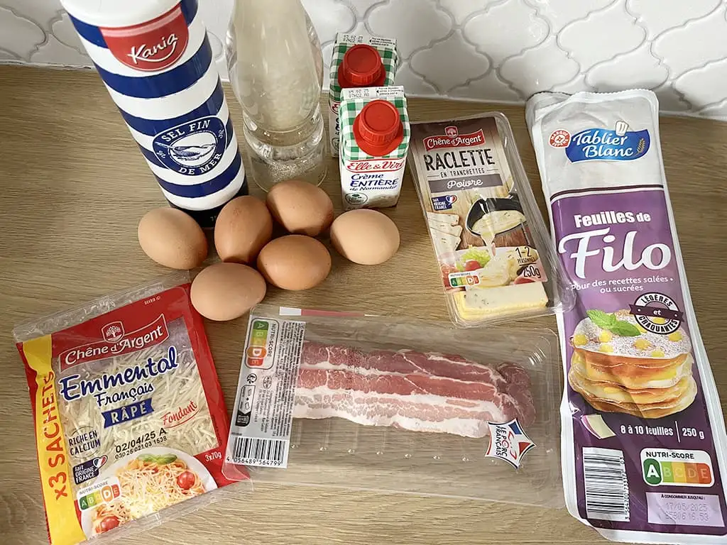 Quiche à la raclette ingrédients