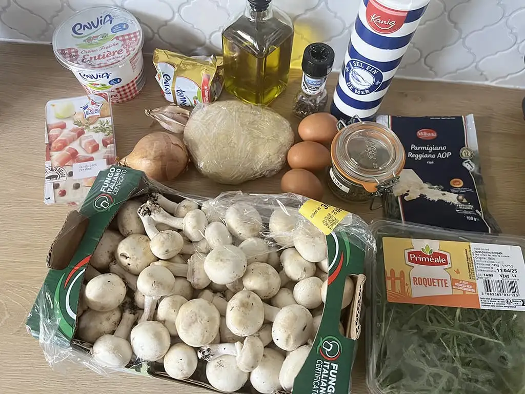 Quiche aux champignons ingrédients