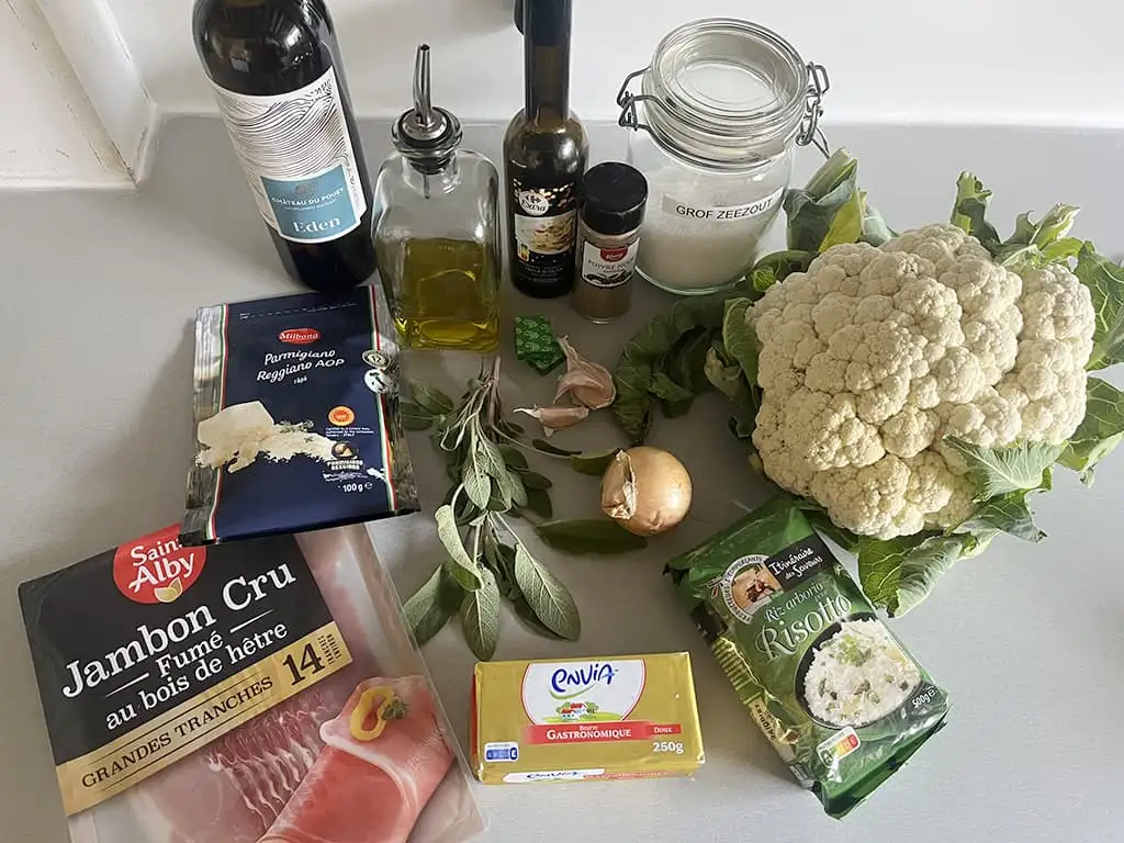 Risotto au chou-fleur, sauge et jambon ingrédients