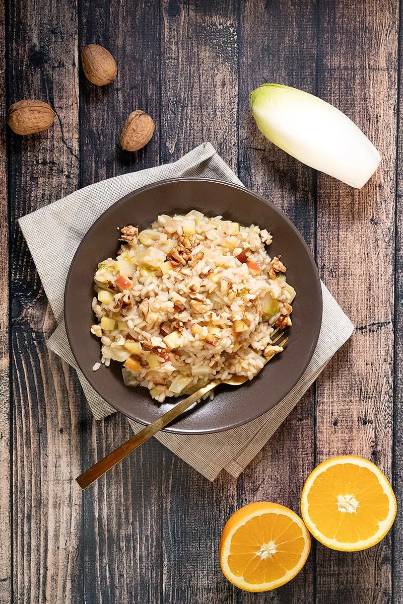 Risotto d’endive, pomme et noix – savoureuse risotto végétarienne